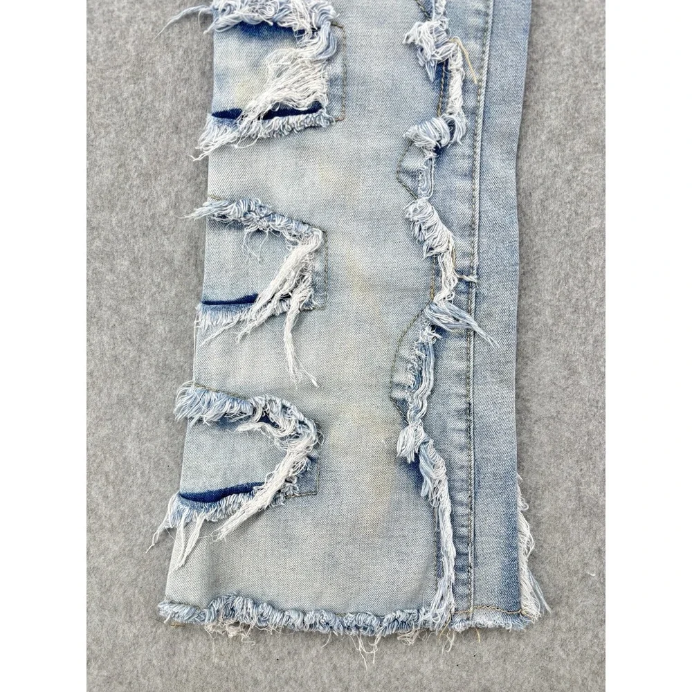 Guapi Stacked Flare Distressed Jeans Light Wash Men's Size 32